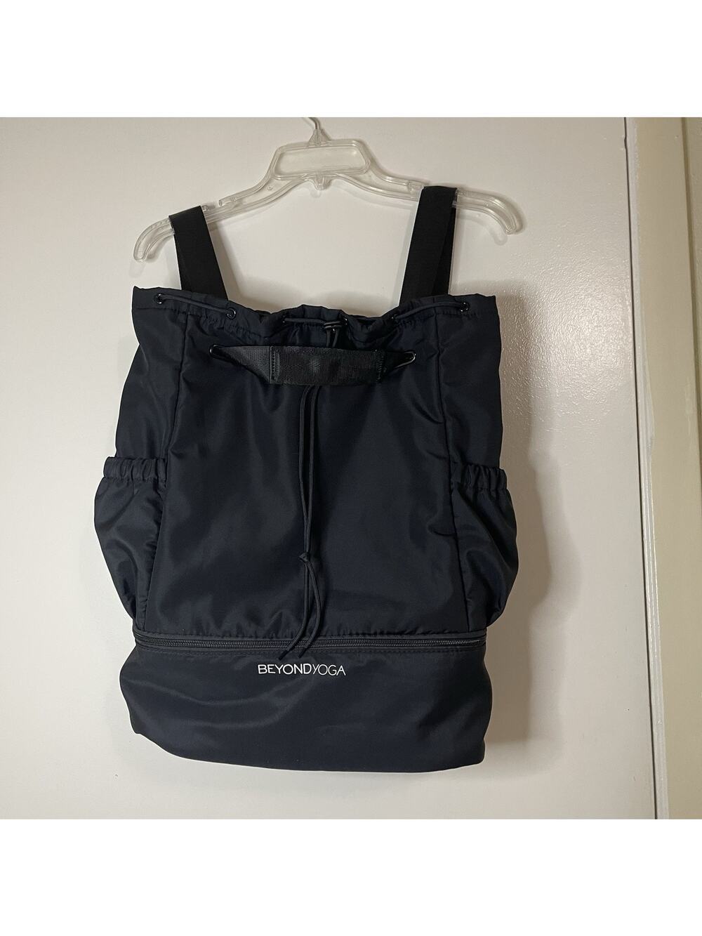Beyond Yoga convertible gym bag black backpack with drawstring closure